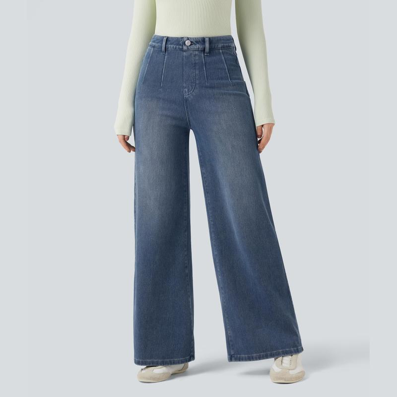 Halara Flex High Waisted Wide Leg Jeans | Tummy Control Casual Denim with Pockets – Stretchy Comfort Jeans for Everyday Style