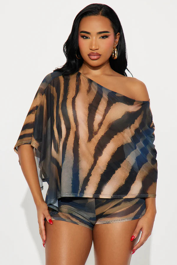 Women's Fashion Animal Print Shawl Top