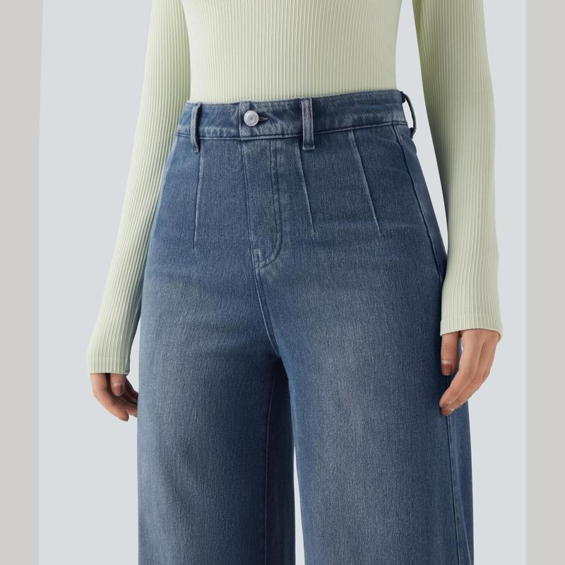 Halara Flex High Waisted Wide Leg Jeans | Tummy Control Casual Denim with Pockets – Stretchy Comfort Jeans for Everyday Style