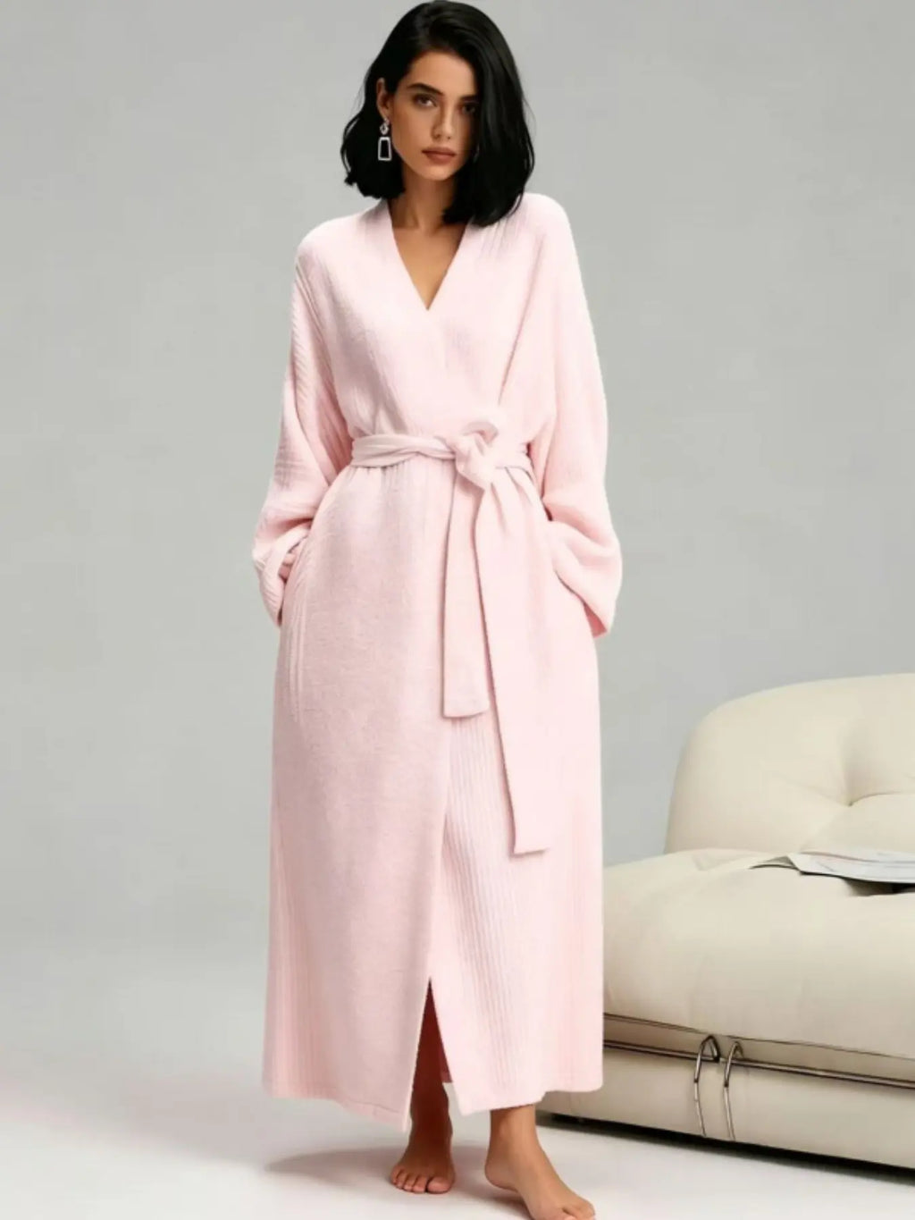 Women's Double-Sided Fleece Robe | Thick Plush Loungewear with Long Fluffy Lining – Warm & Cozy Pajama Coat for Fall, Winter & Lounging