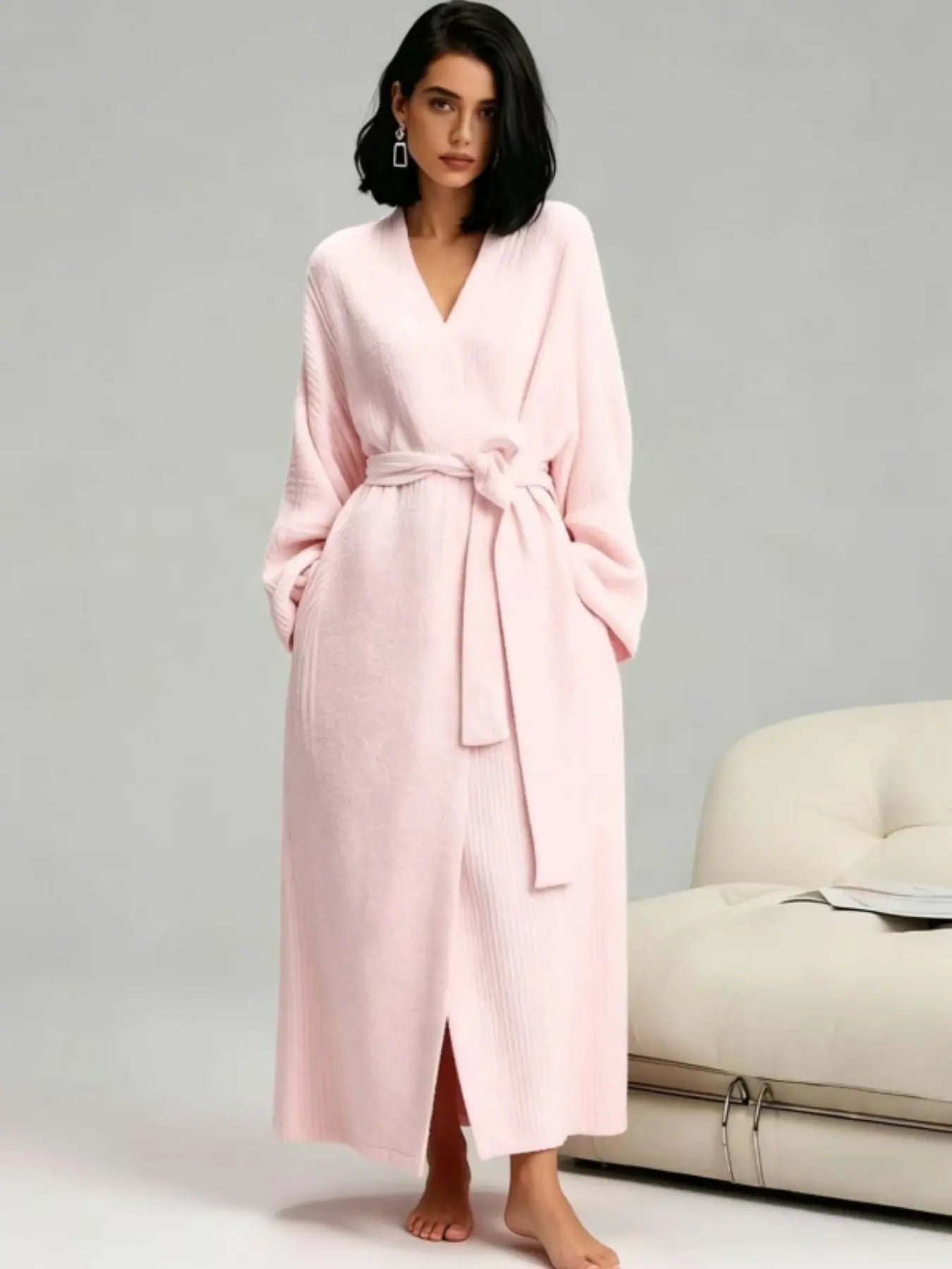 Women's Double-Sided Fleece Robe | Thick Plush Loungewear with Long Fluffy Lining – Warm & Cozy Pajama Coat for Fall, Winter & Lounging