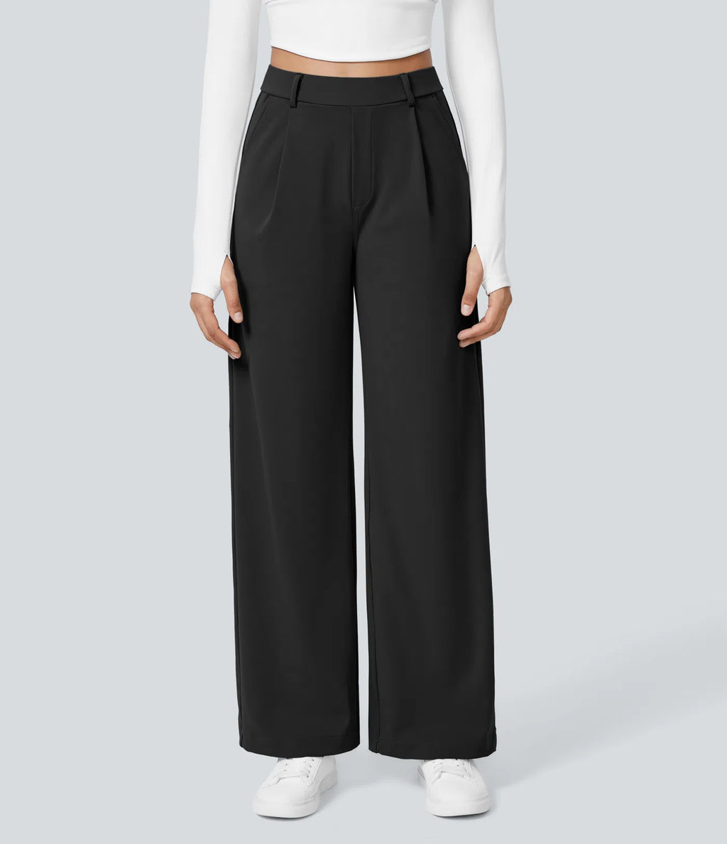 Halara Flex High Waisted Straight Leg Work Pants | Side Pocket Trousers with Stretchy Fabric – Smart Casual Pants for Office & Weekend