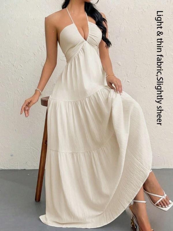 Women's Sleeveless Backless Summer Dress | Plain Casual Beach Dress – Lightweight Holiday Outfit for Sunny Days & Getaways