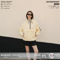 PUFFIT STM-TEX Waterproof Oversized Rain Jacket | Half-Zip Hooded Coat with Adjustable Waist, Hood & Cuffs – Lightweight Shell for All-Weather Wear