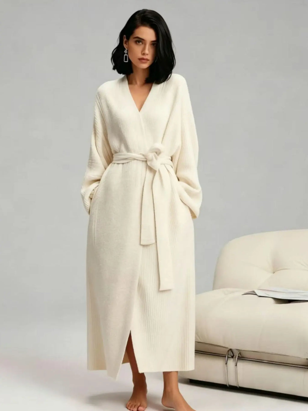 Women's Double-Sided Fleece Robe | Thick Plush Loungewear with Long Fluffy Lining – Warm & Cozy Pajama Coat for Fall, Winter & Lounging