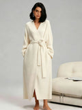 Women's Double-Sided Fleece Robe | Thick Plush Loungewear with Long Fluffy Lining – Warm & Cozy Pajama Coat for Fall, Winter & Lounging