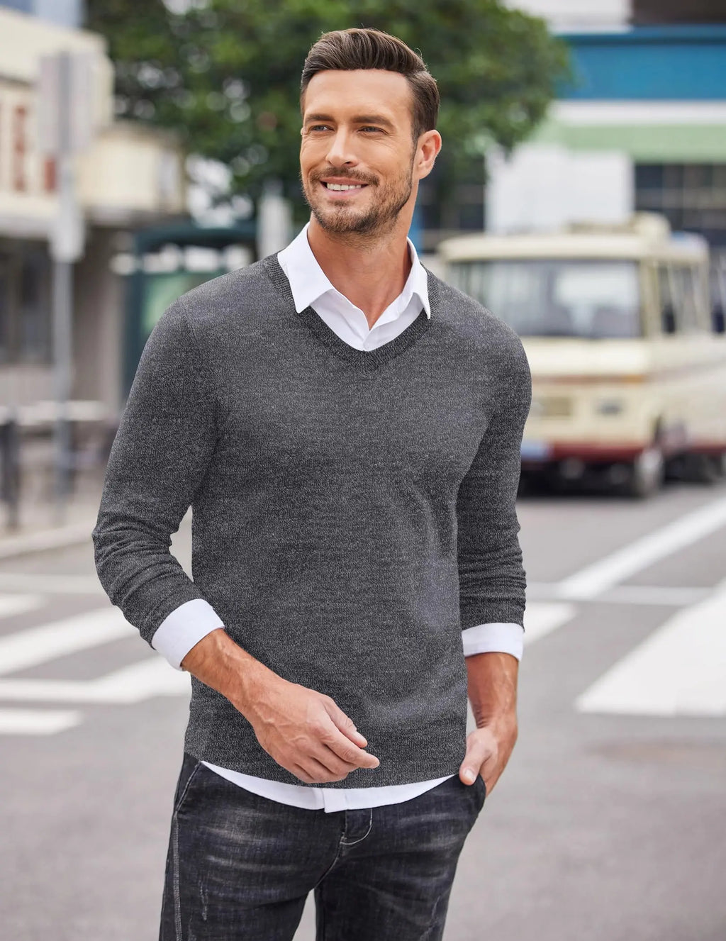 COOFANDY Men's Ribbed Knit Crew Neck Sweater | Lightweight Soft Pullover – Classic Casual Top for Office & Everyday Wear