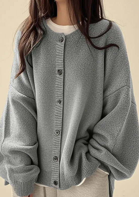 Women's Solid Button Front Knit Cardigan | Casual Long Sleeve Open-Front Sweater – Versatile Layering Piece for All-Season Wear