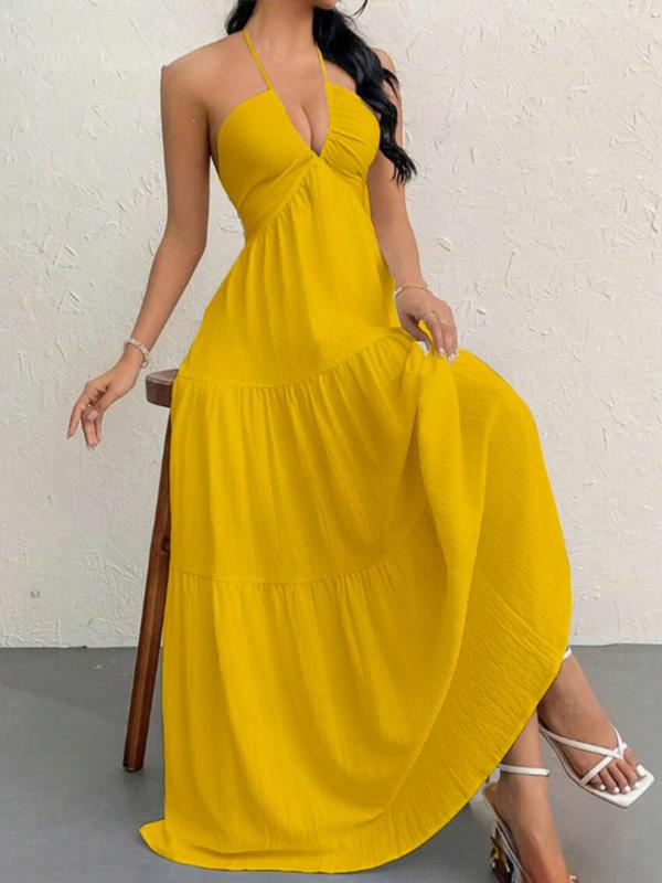 Women's Sleeveless Backless Summer Dress | Plain Casual Beach Dress – Lightweight Holiday Outfit for Sunny Days & Getaways