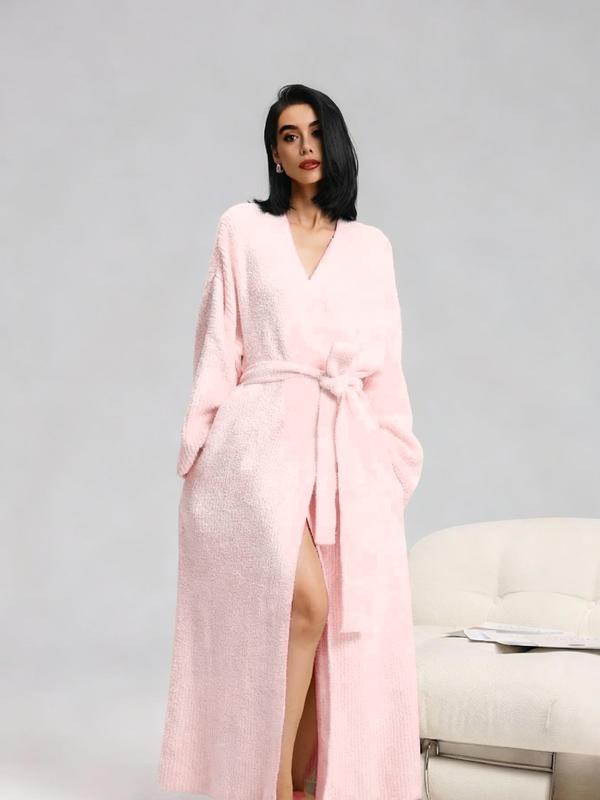Women's Double-Sided Fleece Robe | Thick Plush Loungewear with Long Fluffy Lining – Warm & Cozy Pajama Coat for Fall, Winter & Lounging
