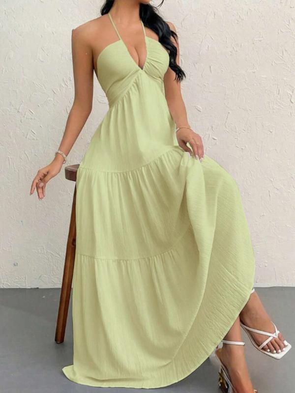 Women's Sleeveless Backless Summer Dress | Plain Casual Beach Dress – Lightweight Holiday Outfit for Sunny Days & Getaways