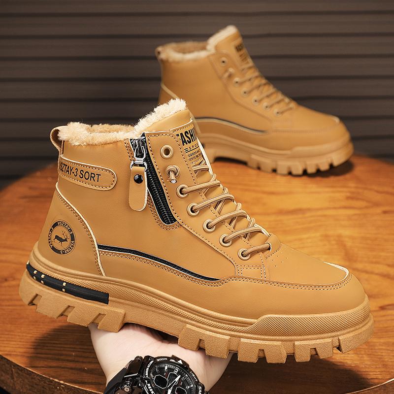 Men's Winter Snow Boots | Warm Fleece Lined with Side Zipper, Waterproof & Slip-Resistant – Cold Weather Outdoor Boots
