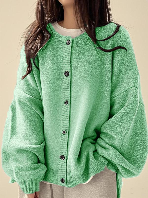 Women's Solid Button Front Knit Cardigan | Casual Long Sleeve Open-Front Sweater – Versatile Layering Piece for All-Season Wear
