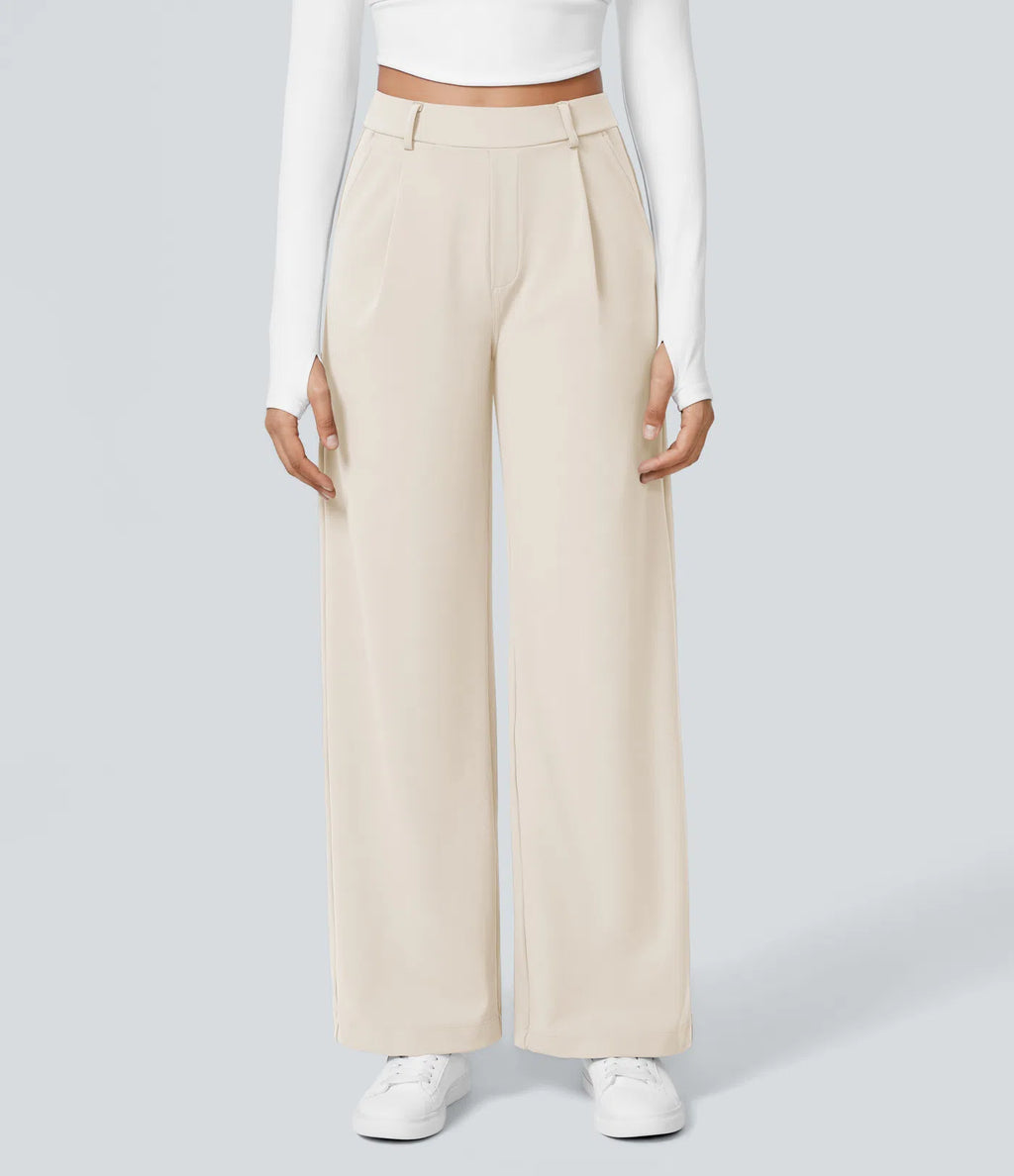 Halara Flex High Waisted Straight Leg Work Pants | Side Pocket Trousers with Stretchy Fabric – Smart Casual Pants for Office & Weekend
