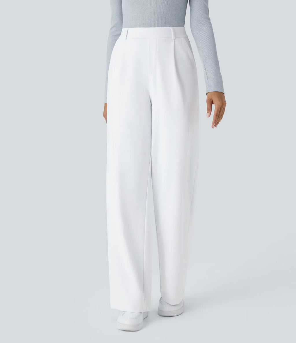 Halara Flex High Waisted Straight Leg Work Pants | Side Pocket Trousers with Stretchy Fabric – Smart Casual Pants for Office & Weekend