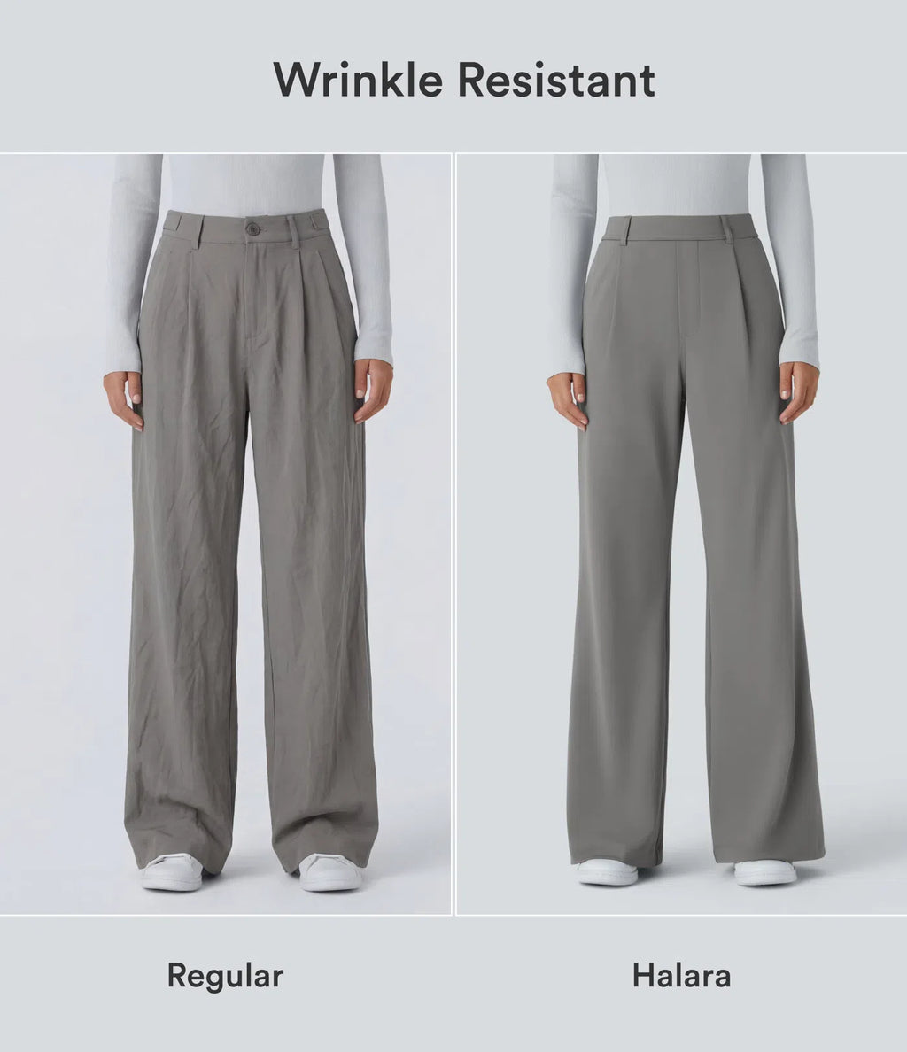 Halara Flex High Waisted Straight Leg Work Pants | Side Pocket Trousers with Stretchy Fabric – Smart Casual Pants for Office & Weekend