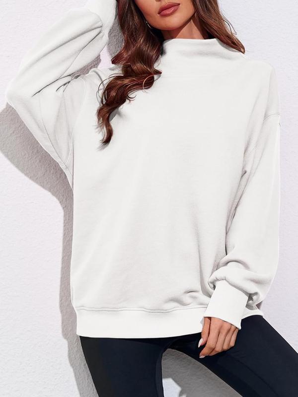 FISOEW Oversized Turtleneck Sweatshirt | Cozy Long Sleeve Pullover in Grey – Relaxed Fall Fashion for Women, Everyday Layering