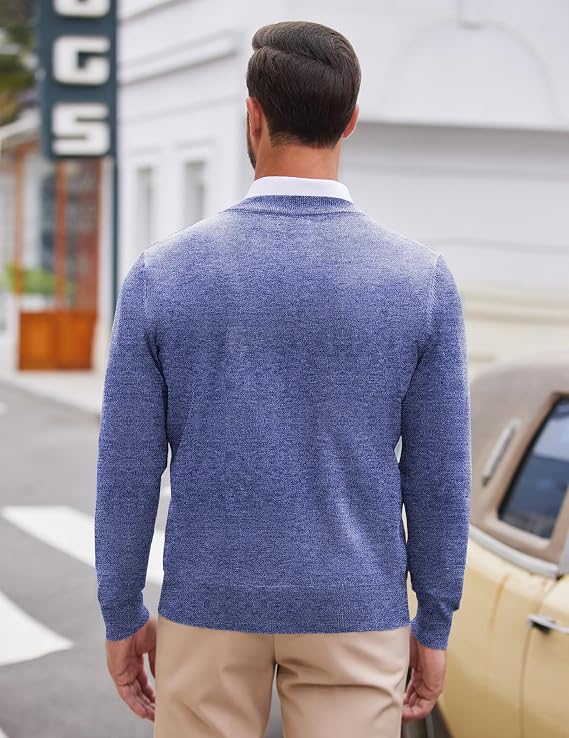 COOFANDY Men's Ribbed Knit Crew Neck Sweater | Lightweight Soft Pullover – Classic Casual Top for Office & Everyday Wear