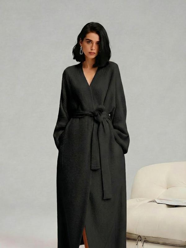 Women's Double-Sided Fleece Robe | Thick Plush Loungewear with Long Fluffy Lining – Warm & Cozy Pajama Coat for Fall, Winter & Lounging