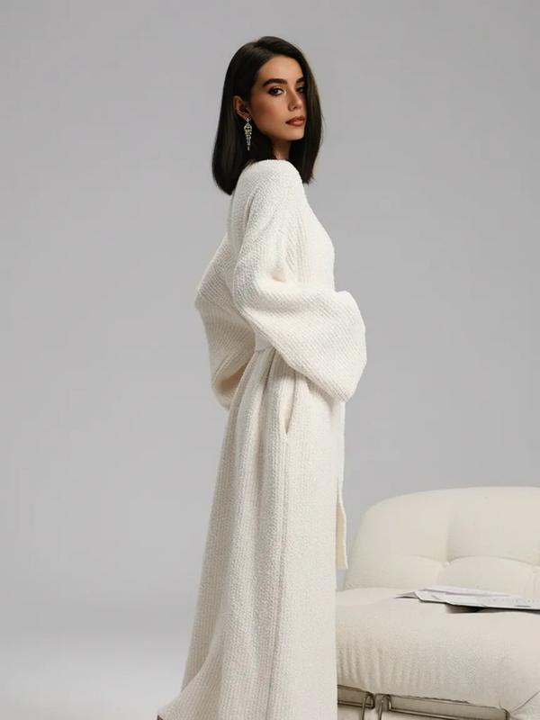 Women's Double-Sided Fleece Robe | Thick Plush Loungewear with Long Fluffy Lining – Warm & Cozy Pajama Coat for Fall, Winter & Lounging