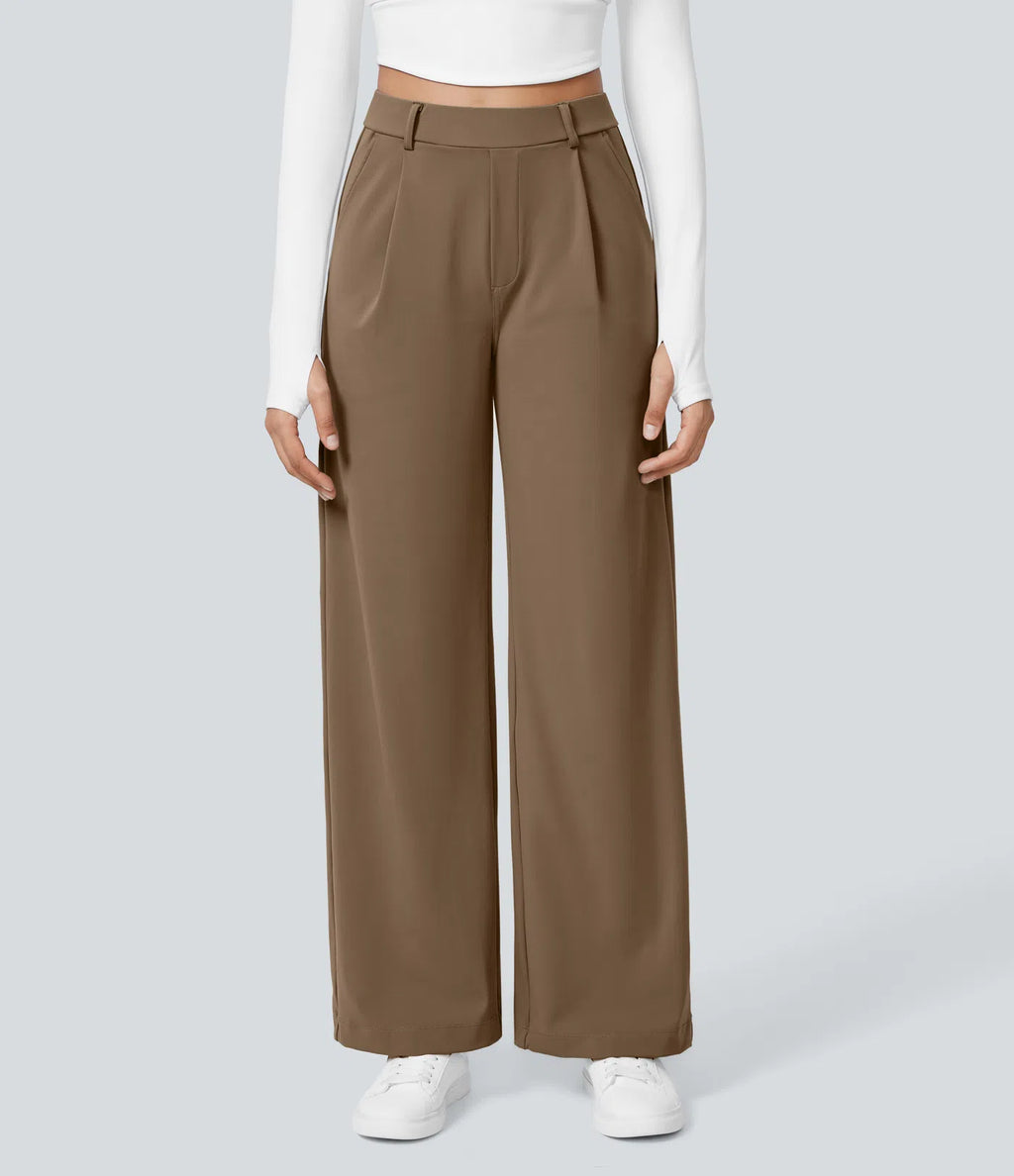 Halara Flex High Waisted Straight Leg Work Pants | Side Pocket Trousers with Stretchy Fabric – Smart Casual Pants for Office & Weekend