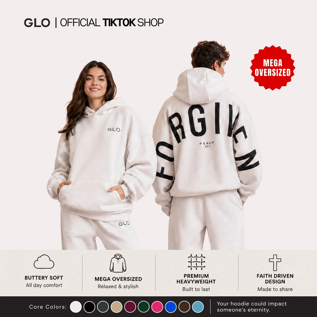 GLO Kingdom Oversized Christian Hoodie | Cotton-Blend Fleece Sweatshirt with Pocket – Faith-Inspired Streetwear for Women
