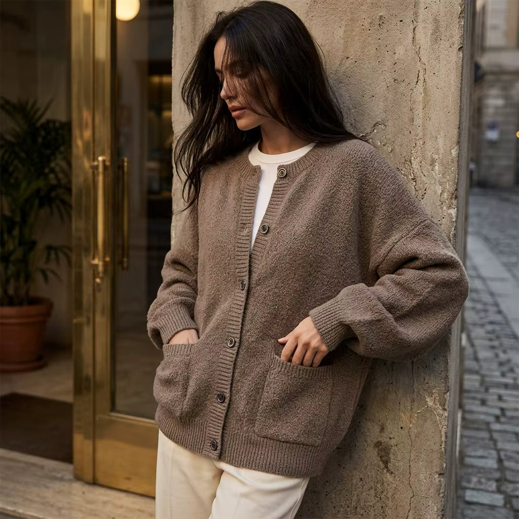 Women's Solid Button Front Knit Cardigan | Casual Long Sleeve Open-Front Sweater – Versatile Layering Piece for All-Season Wear
