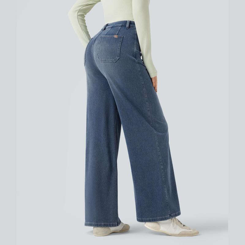 Halara Flex High Waisted Wide Leg Jeans | Tummy Control Casual Denim with Pockets – Stretchy Comfort Jeans for Everyday Style