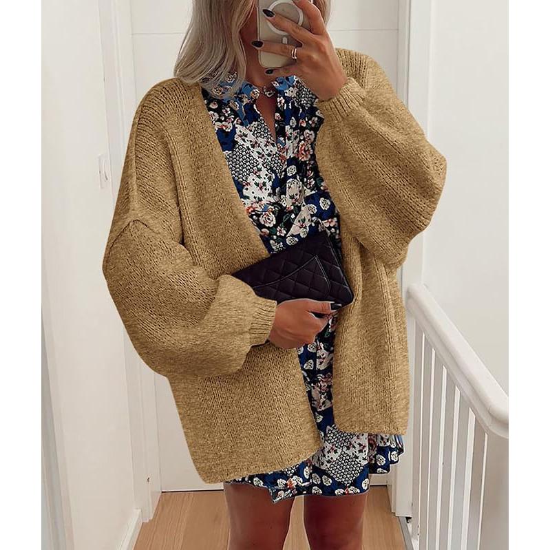 PrettyGarden Women's Oversized Cardigan Sweater | Long Lantern Sleeve Open Front Knit – Lightweight Fall Knitwear for Casual Layering