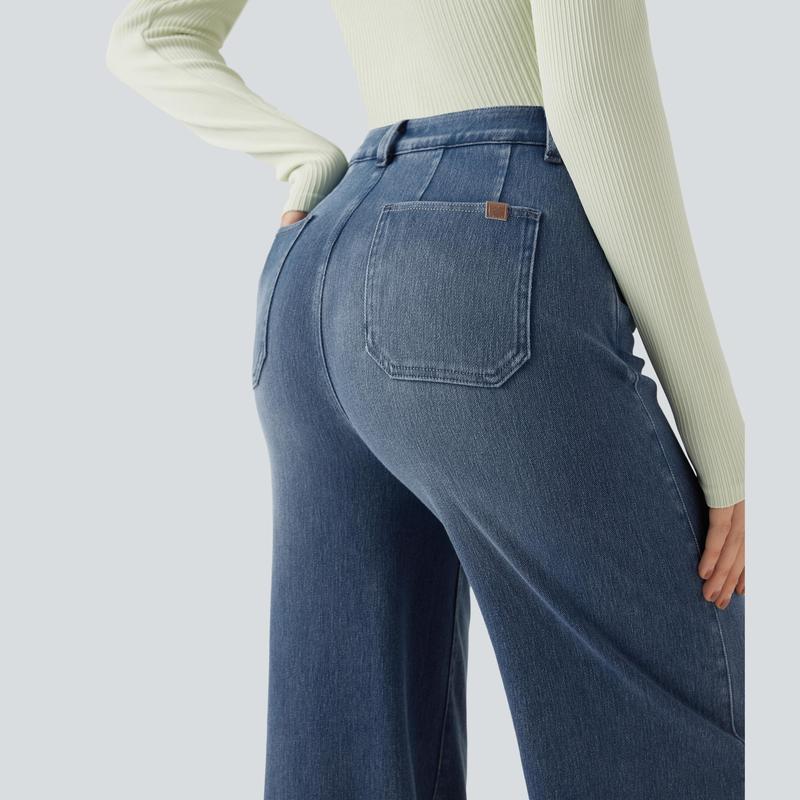 Halara Flex High Waisted Wide Leg Jeans | Tummy Control Casual Denim with Pockets – Stretchy Comfort Jeans for Everyday Style