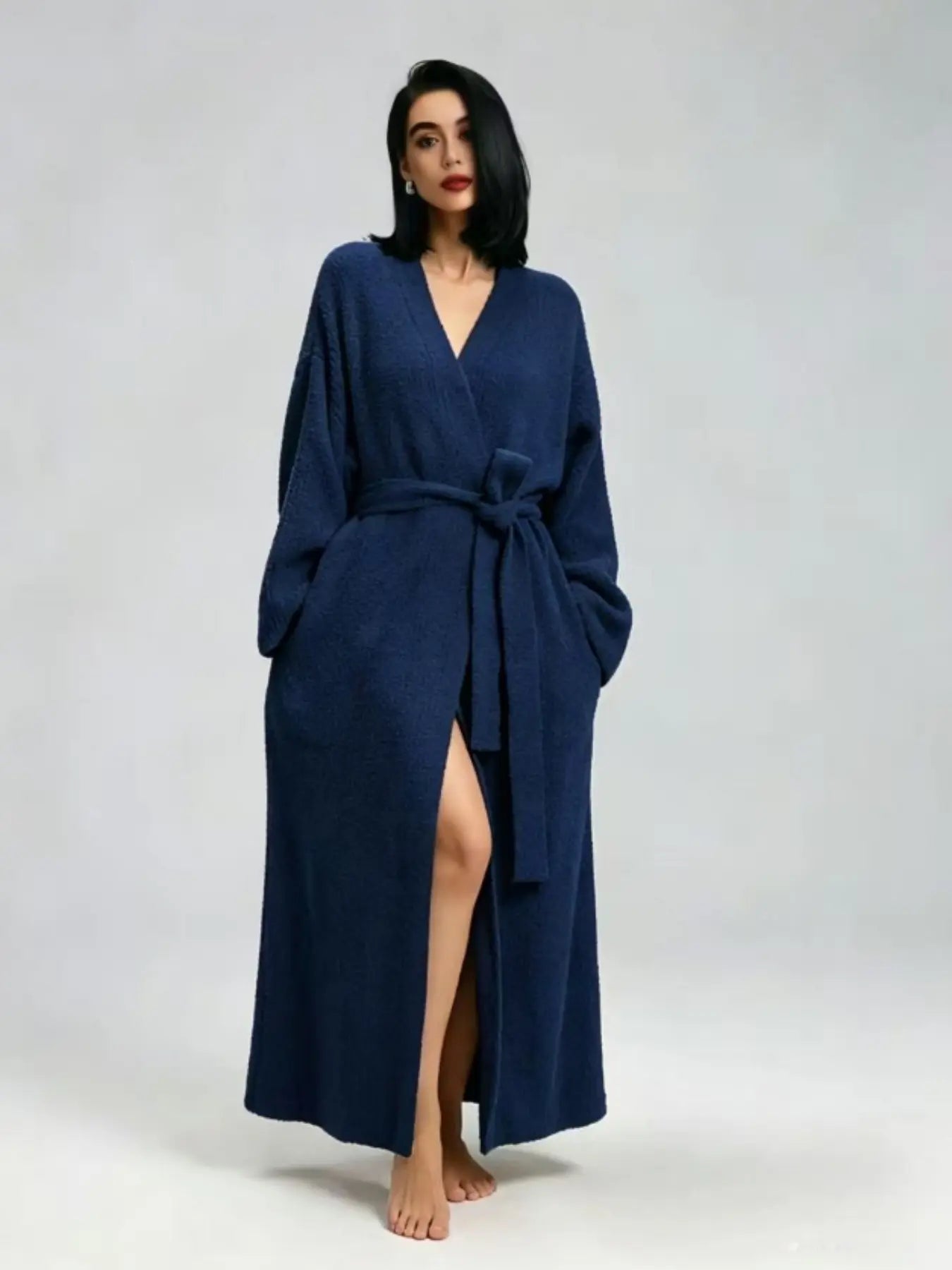 Women's Double-Sided Fleece Robe | Thick Plush Loungewear with Long Fluffy Lining – Warm & Cozy Pajama Coat for Fall, Winter & Lounging