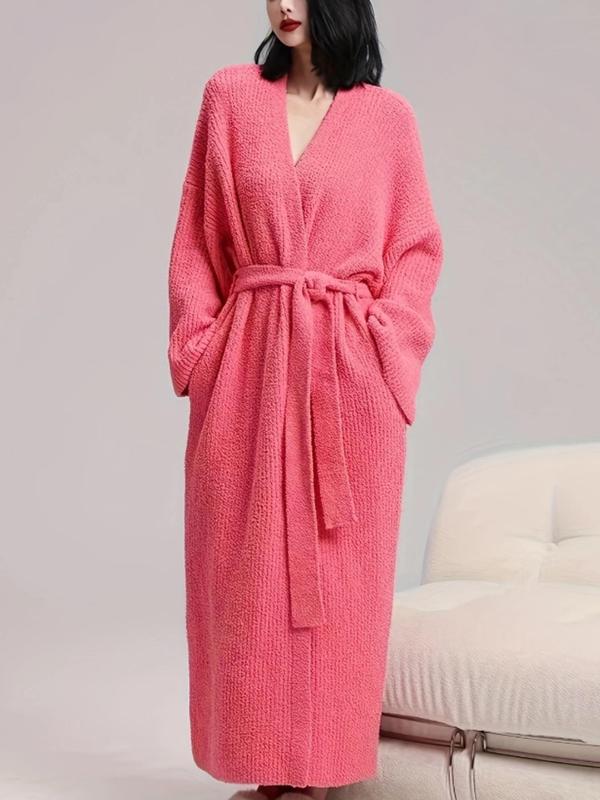 Women's Double-Sided Fleece Robe | Thick Plush Loungewear with Long Fluffy Lining – Warm & Cozy Pajama Coat for Fall, Winter & Lounging