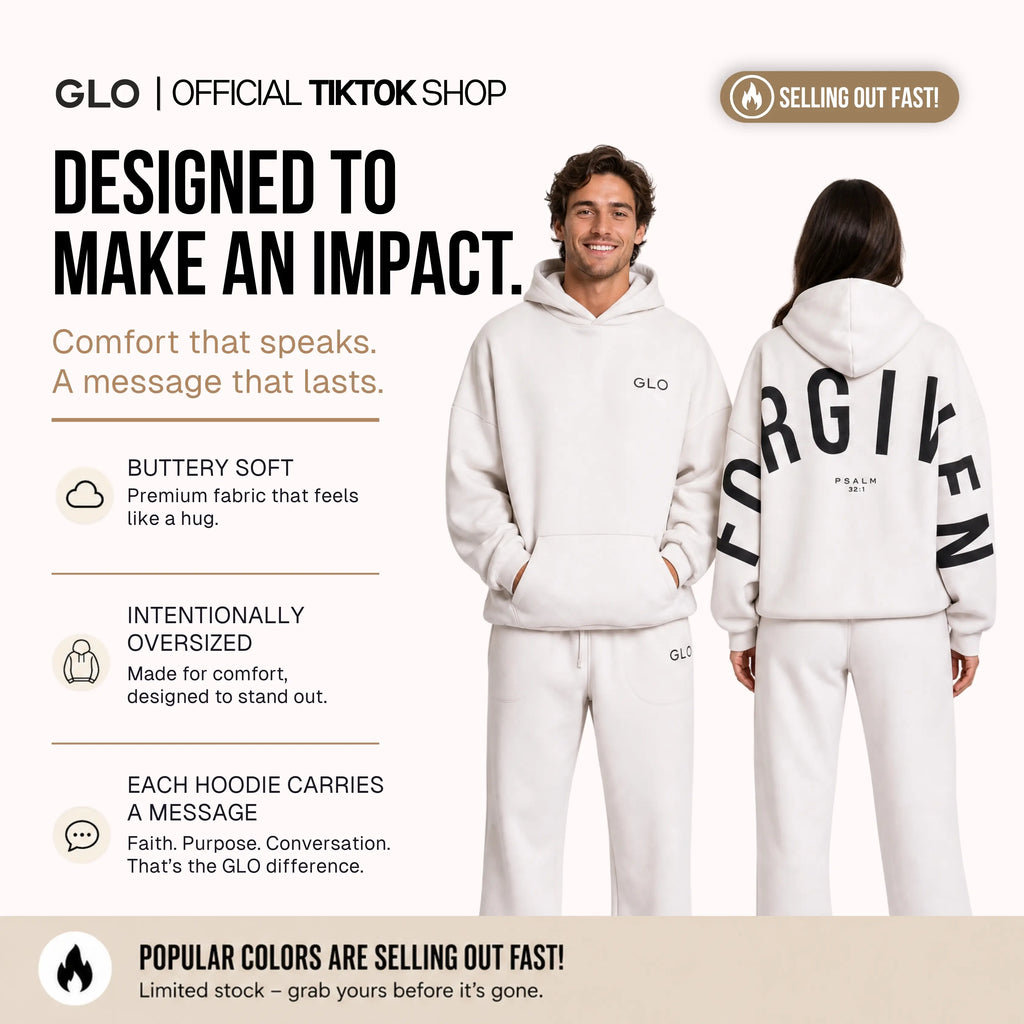 GLO Kingdom Oversized Christian Hoodie | Cotton-Blend Fleece Sweatshirt with Pocket – Faith-Inspired Streetwear for Women