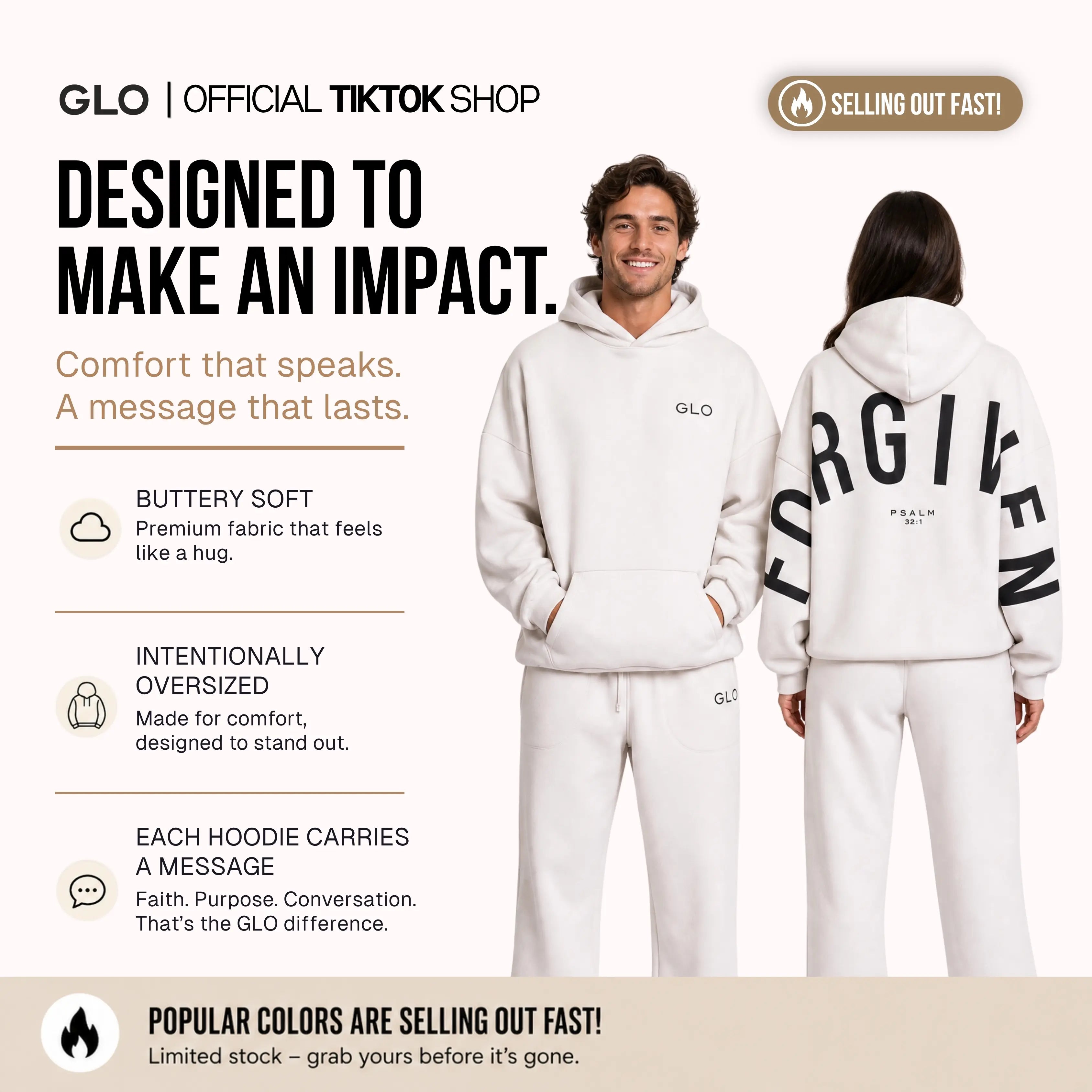GLO Kingdom Oversized Christian Hoodie | Cotton-Blend Fleece Sweatshirt with Pocket – Faith-Inspired Streetwear for Women