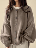 Women's Solid Button Front Knit Cardigan | Casual Long Sleeve Open-Front Sweater – Versatile Layering Piece for All-Season Wear